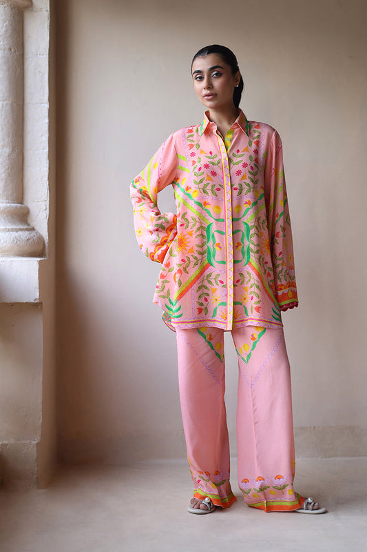 Blush Bloom – Printed Button-Down Co-Ord Set