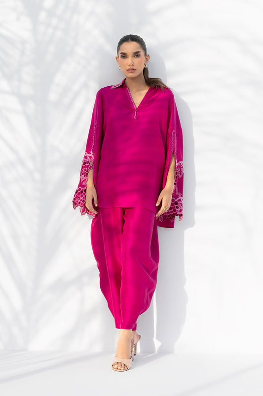 Fuchsia Bloom – Statement Embroidered Kurta with Relaxed Pants Co-Ord Set