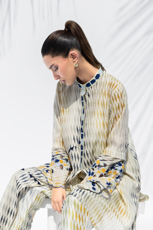 Ivory Prism – Geometric Printed Kurta Set