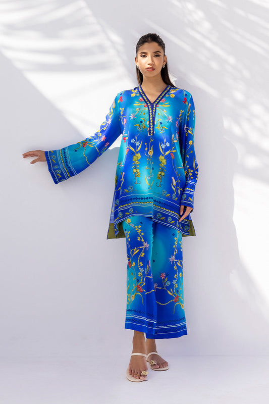 Azure Bloom – Printed Kurta with Straight Pants Co-Ord Set