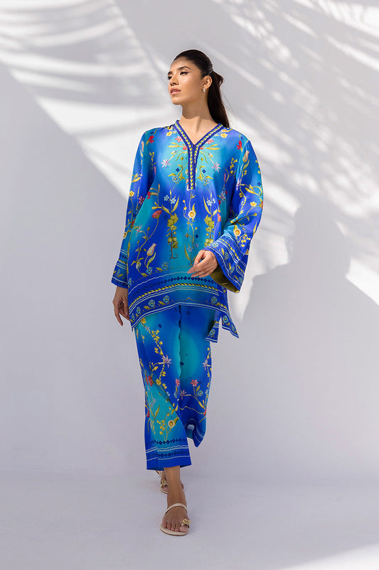 Azure Bloom – Printed Kurta with Straight Pants Co-Ord Set