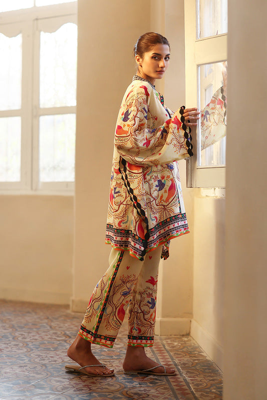 Royal Fable – Bird Print Kurta & Straight Pants Co-Ord Set
