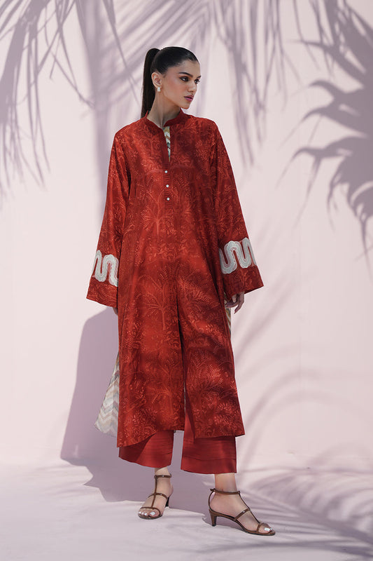 Crimson Heritage – Textured Red Kurta Pant Set