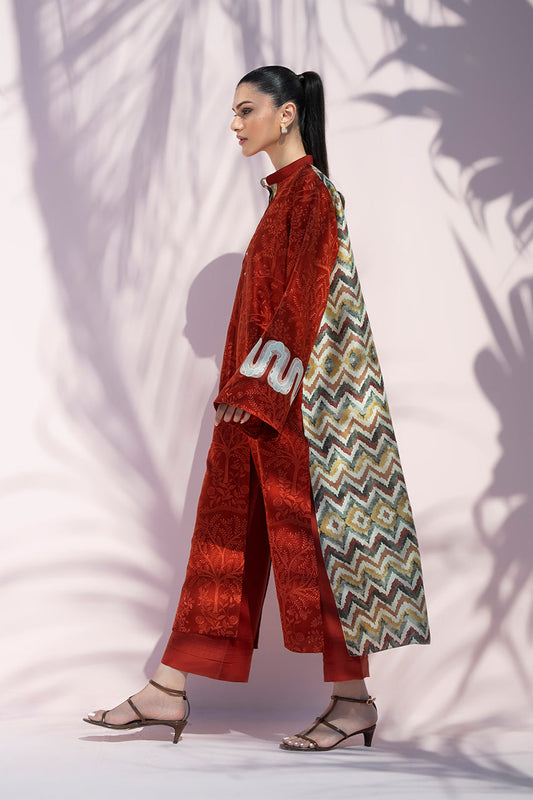 Crimson Heritage – Textured Red Kurta Pant Set