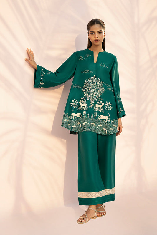 Emerald Story – Forest-Inspired Printed Kurta Pant Set
