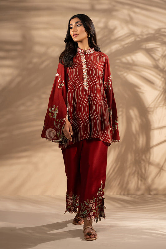 Royal Crimson – Embroidered Statement Kurta with Straight Pants Co-Ord Set