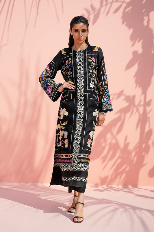 Midnight Noir – Embroidered Long Kurta with Straight Pants Co-Ord Set