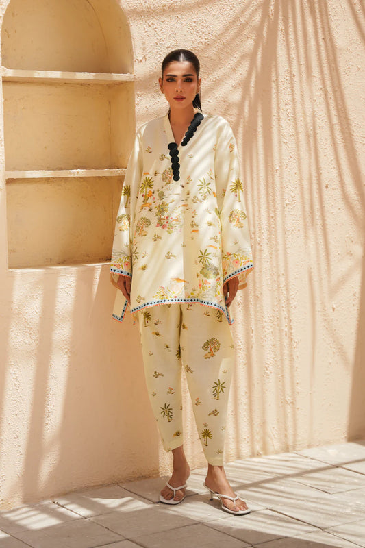 Ivory Gul – Printed Kurta with Tapered Pants Co-Ord Set