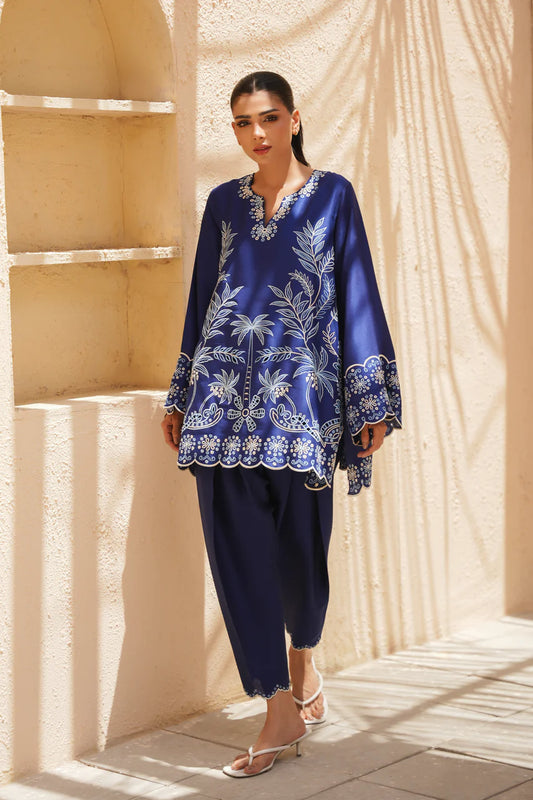 Midnight Azure – Embroidered Kurta Pant Set